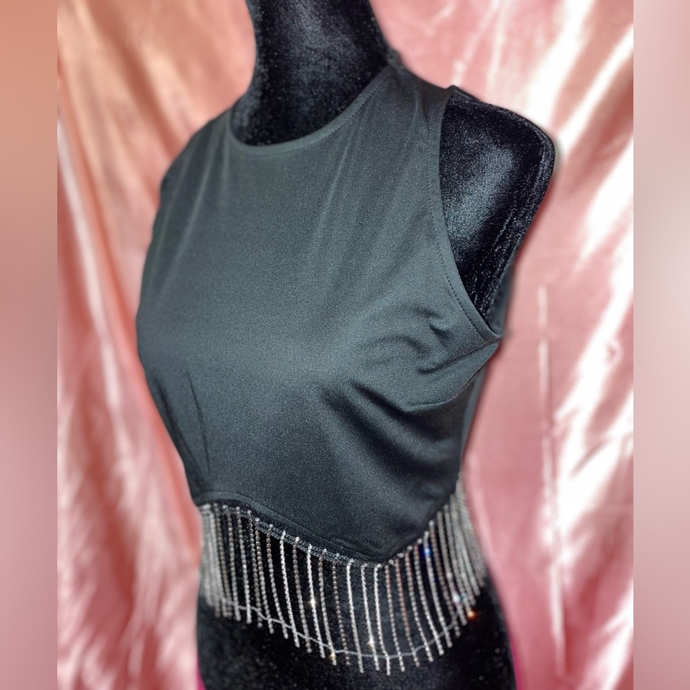 Black Rhinestone Top